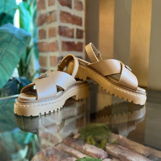 PRADA Rubber Criss Cross Beige Platform Sandals SZ 38 (US 8)