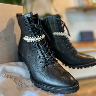 JIMMY CHOO Cruz 65 leather combat boot SZ 40