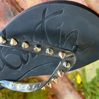 CHRISITAN LOUBOUTIN Loubi Flip Black Rubber Thong Sandals SZ37.5(7.5US)