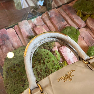 PRADA Bauletto Cream Glace Calfskin Leather Satchel