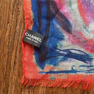 CHANEL Red/Blue Graffiti Shawl