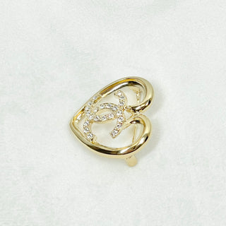 CHANEL Gold Heart CC Brooch