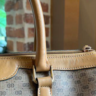 GUCCI Beige Tan Micro GG Monogram Canvas Vintage Satchel Bag