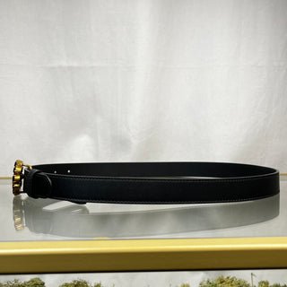 GUCCI Black Leather Crystal Double G Marmont Belt SZ80/32(4US)