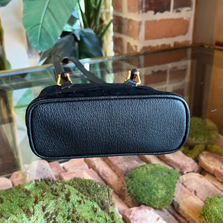 GUCCI Vintage Mini Black Suede Bamboo Top Handle Bag