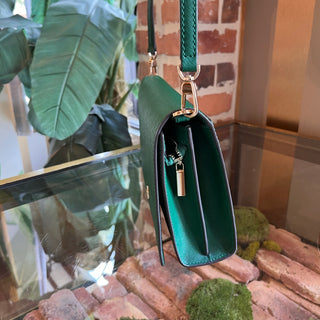 TORY BURCH Green Saffiano Leather Crossbody