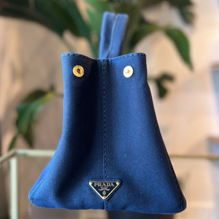 PRADA Canapa Navy Blue Medium Tote