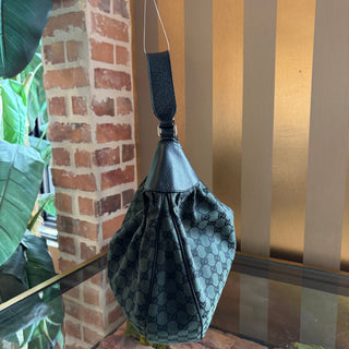 GUCCI GG Green Canvas Hobo