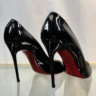 CHRISTIAN LOUBOUTIN Carnielle Black Patent Leather Heels SZ37 1/2