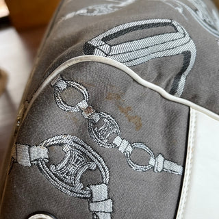 CELINE Vintage Gray White Printed Macadam Duffle Bag