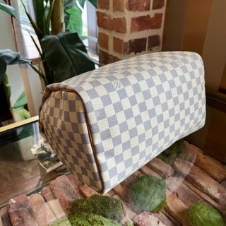 LOUIS VUITTON Speedy 30 Damier Azur Canvas Satchel