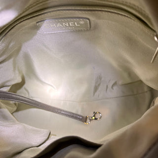 CHANEL Chain Around Gray Quilted Washed Lambskin Leather Hobo Bag
