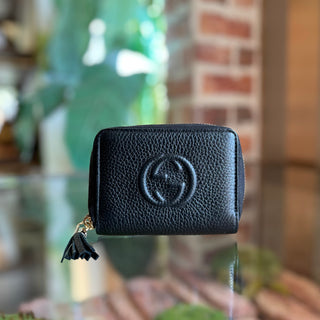 GUCCI Soho Zippy Black Dollar Calfskin Tassel  Compact Wallet