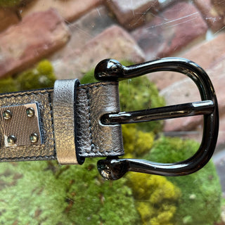 BURBERRY Multicolor Metallic Leather Coated Canvas Nova Check Square Belt 36/90