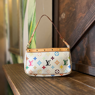 LOUIS VUITTON Takashi Murakami Pochette Accessories White Monogram Multicolor Shoulder Bag