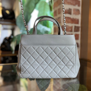 CHANEL Business Affinity Small Gray Caviar Tote Bag