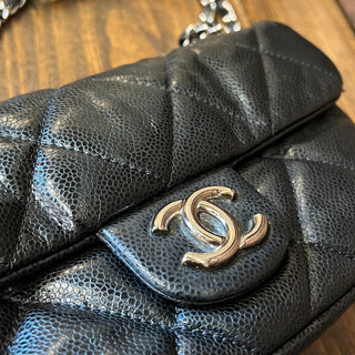 CHANEL Nature Flap Small Black Glazed Leather Shoulder Bag