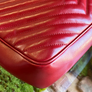 SAINT LAURENT Lou Camera Red Chevron Quilted Crossbody Bag