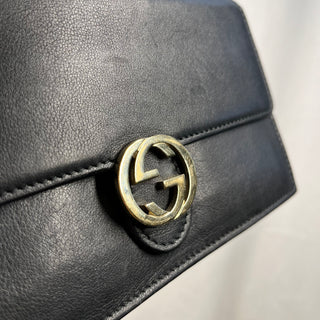 GUCCI Interlocking GG Icon Black Wallet on Chain TS3794