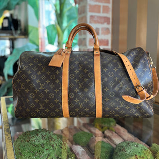 LOUIS VUITTON Keepall Bandouliere 55 Monogram Brown Canvas Duffel