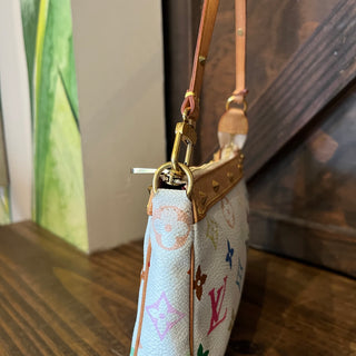 LOUIS VUITTON Takashi Murakami Pochette Accessories White Monogram Multicolor Shoulder Bag