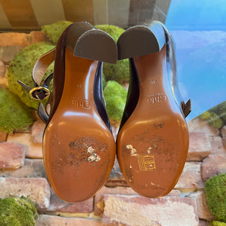 CHLOE Maroon Buckle Leather Heels SZ 36 (US 6)