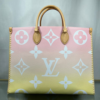 LOUIS VUITTON On The Go GM Light Pink Yellow Giant Monogram Canvas By The Pool Tote Bag