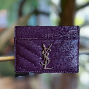 YSL Monogram Quilted Grain de Poudre Card Case