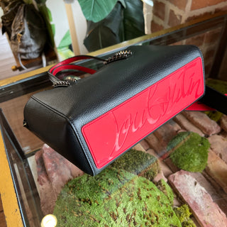CHRISTIAN LOUBOUTIN Cabata Mini Black Grained Calfskin Studded Tote Bag