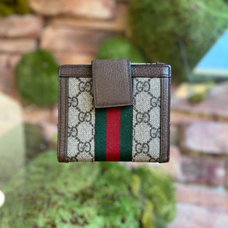 GUCCI Ophidia Beige Ebony GG Supreme Wallet