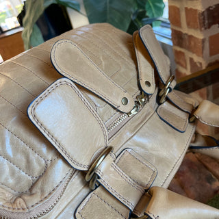 CHLOE Bay Beige Leather Quilted Tote Bag