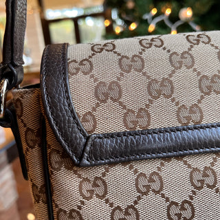 GUCCI Messenger Beige GG Canvas Flap Crossbody Bag