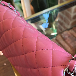 CHANEL Maxi Double Flap Pink Calfskin Leather Shoulder Bag
