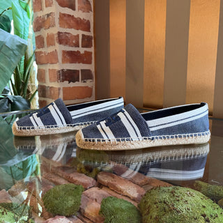 TORY BURCH Double T Jacquard Blue Espadrilles SZ 8