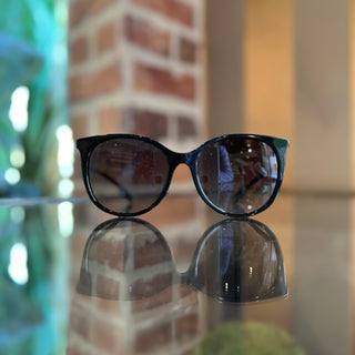BURBERRY B4333-F Wide Black Acetate Cat Eye Sunglasses