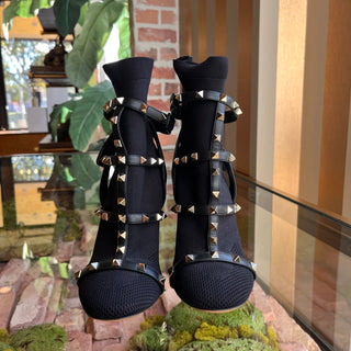 VALENTINO Rockstud Mesh Caged Knit Booties SZ 38(38US)