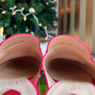 GUCCI Princetown Pink Calfskin Womens Slippers SZ36(6US)