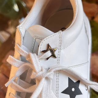 DIOR White Calfskin Suede Star Sneakers SZ 37.5 (US 7.5)