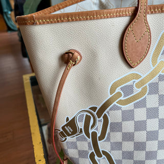 LOUIS VUITTON Neverfull MM Damier Azur Canvas Nautical Tote Bag