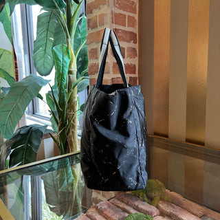 CHANEL Black Nylon Printed Quilt Tote