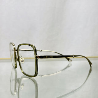 CHANEL 2195-S429/1 Silver Gold Two-Tone Removable Pearl Chain Eye Glasses