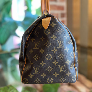 LOUIS VUITTON Speedy 35 Brown Monogram Canvas Satchel Bag