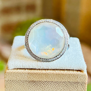 IPPOLITA Lollipop Mini 925 Sterling Silver Diamond Mother of Pearl Ring SZ8