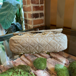 CHANEL Medium Paris-Dubai Medals Flap Bag Embellished Quilted Perforated Lambskin Leather Shoulder Bag