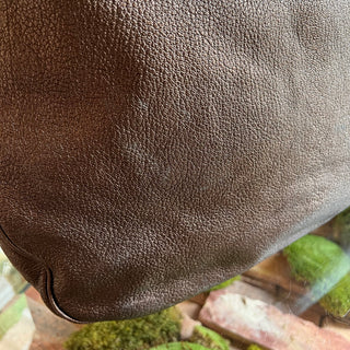 SAINT LAURENT Roady Brown Glitter Soft Leather Hobo Bag