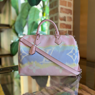 LOUIS VUITTON Speedy Bandouliere 30 Pink Escale Canvas Satchel Bag