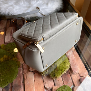 CHANEL Business Affinity Small Gray Caviar Tote Bag