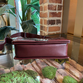 CHANEL Boy Burgundy Patent Leather Bag