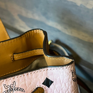 MCM Small Essential Soft Pink Visetos Backpack Bag