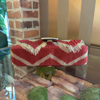 FENDI Chevron Beaded Shoulder Bag